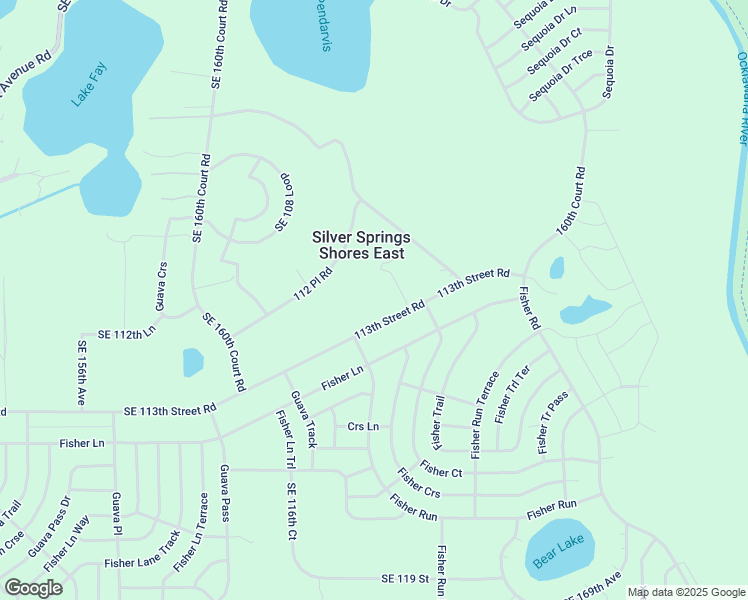 map of restaurants, bars, coffee shops, grocery stores, and more near 16345 Southeast 113th Street Road in Ocklawaha
