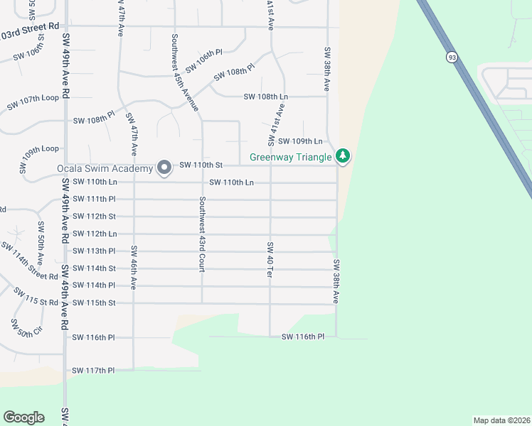 map of restaurants, bars, coffee shops, grocery stores, and more near 3994 Southwest 112th Street in Ocala