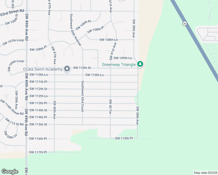 map of restaurants, bars, coffee shops, grocery stores, and more near 3994 Southwest 112th Street in Ocala