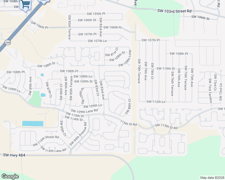 map of restaurants, bars, coffee shops, grocery stores, and more near 8101 Southwest 109th Place Road in Ocala