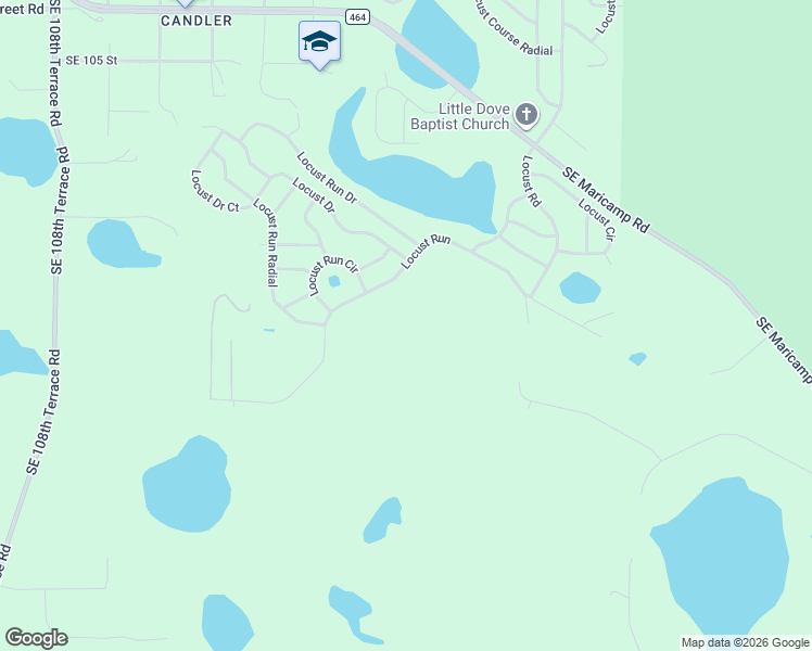 map of restaurants, bars, coffee shops, grocery stores, and more near 74 Locust Run in Ocala