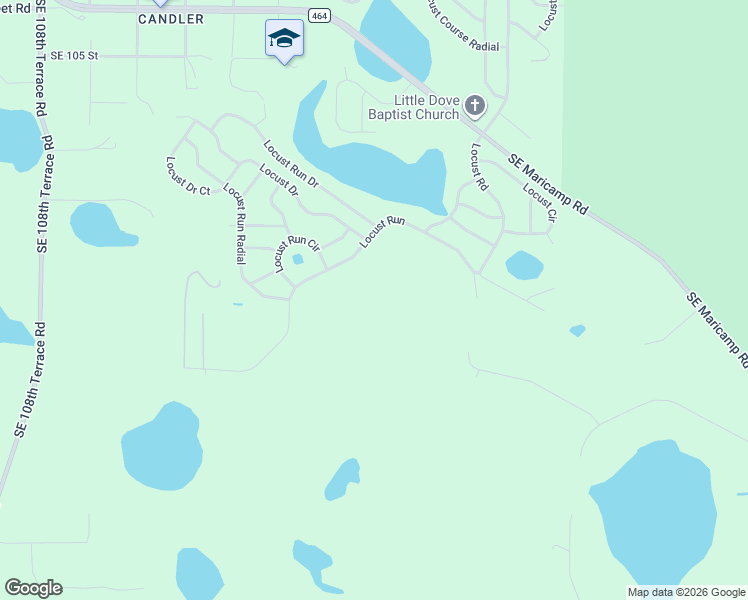 map of restaurants, bars, coffee shops, grocery stores, and more near 74 Locust Run in Ocala