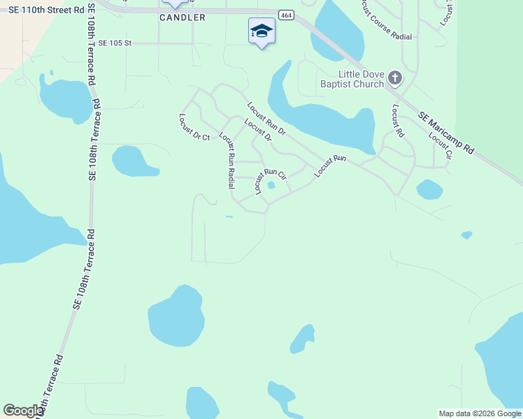 map of restaurants, bars, coffee shops, grocery stores, and more near 67 Locust Run Radial in Ocala
