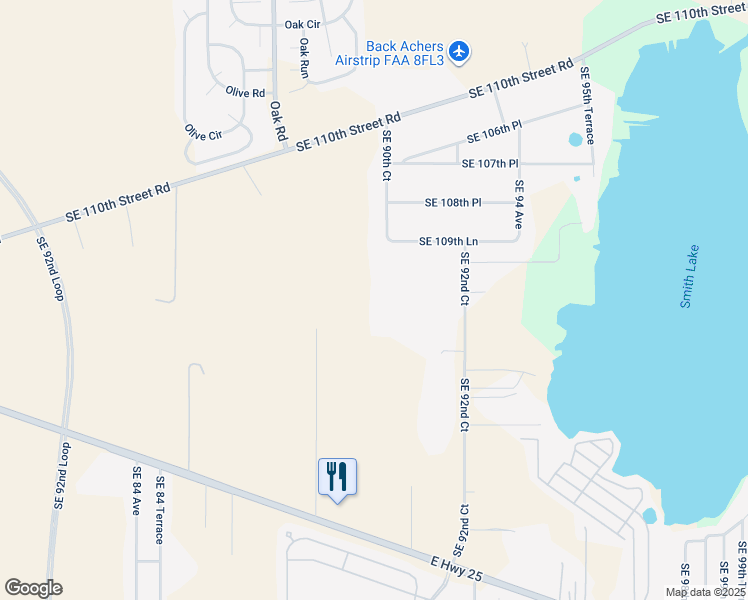 map of restaurants, bars, coffee shops, grocery stores, and more near 11124 Southeast 92nd Court in Belleview