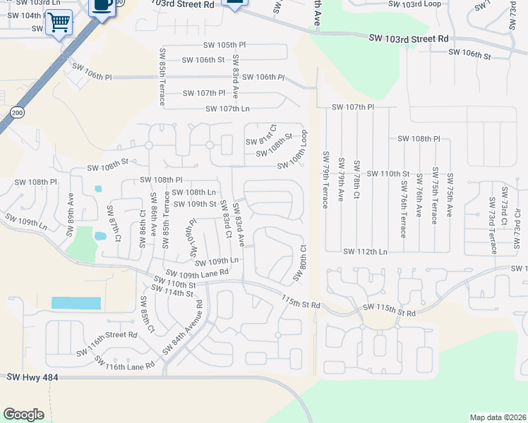 map of restaurants, bars, coffee shops, grocery stores, and more near 8175 Southwest 109th Street Road in Ocala