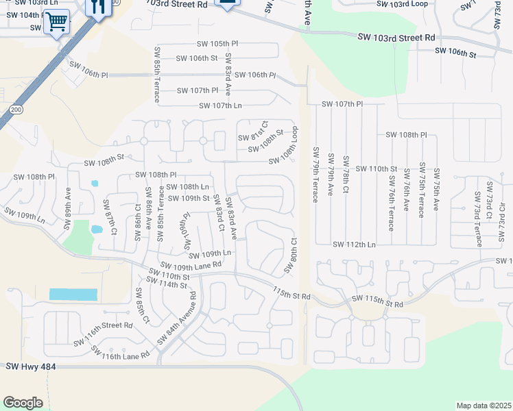 map of restaurants, bars, coffee shops, grocery stores, and more near 8175 Southwest 109th Street Road in Ocala