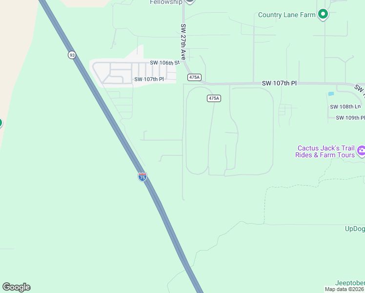 map of restaurants, bars, coffee shops, grocery stores, and more near 11120 Southwest 27th Avenue in Ocala