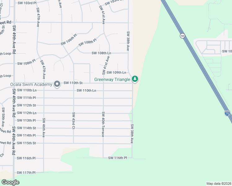 map of restaurants, bars, coffee shops, grocery stores, and more near 3945 Southwest 111th Place in Ocala