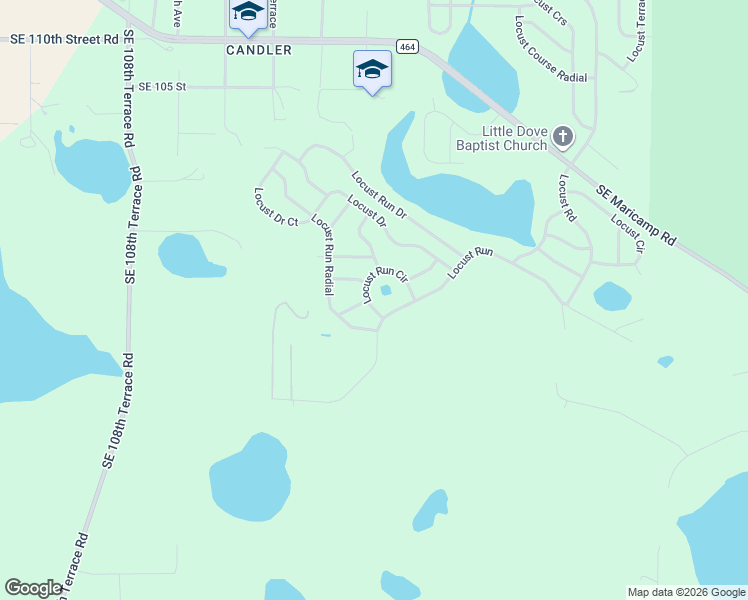 map of restaurants, bars, coffee shops, grocery stores, and more near 67 Locust Run Radial in Ocala
