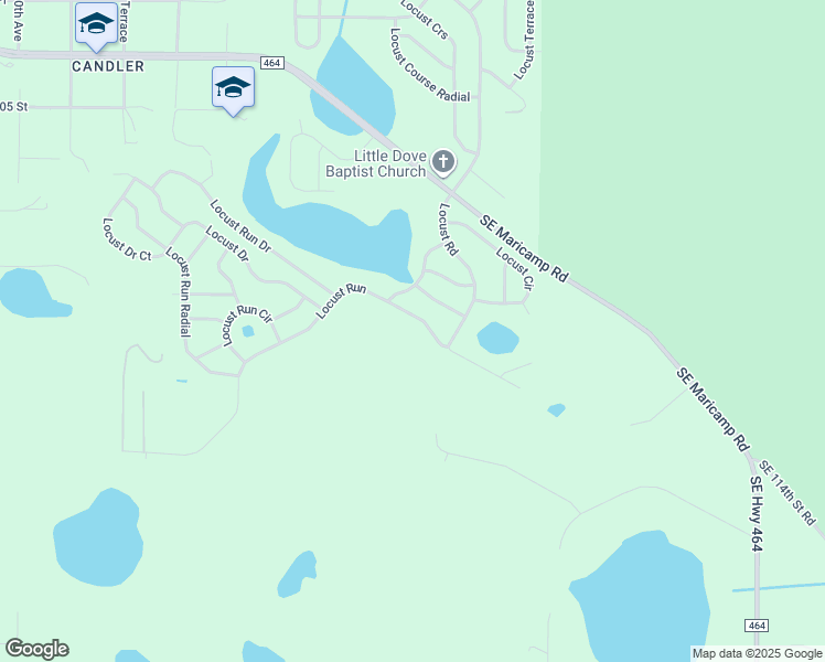 map of restaurants, bars, coffee shops, grocery stores, and more near 36 Locust Run in Ocala