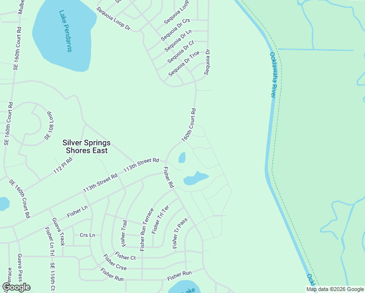 map of restaurants, bars, coffee shops, grocery stores, and more near 160th Court Road in Ocklawaha