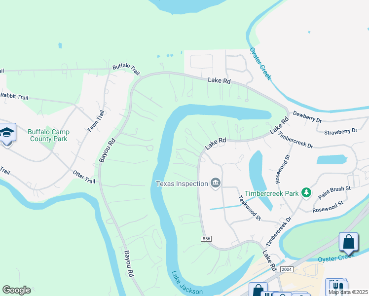 map of restaurants, bars, coffee shops, grocery stores, and more near 39 Lake Road in Lake Jackson