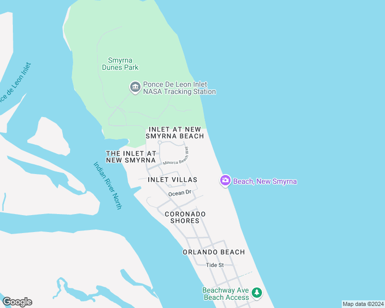 map of restaurants, bars, coffee shops, grocery stores, and more near 253 Minorca Beach Way in New Smyrna Beach
