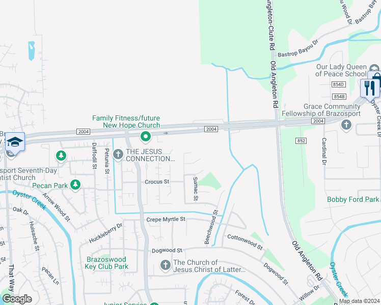 map of restaurants, bars, coffee shops, grocery stores, and more near 331 Rosemary Lane in Lake Jackson