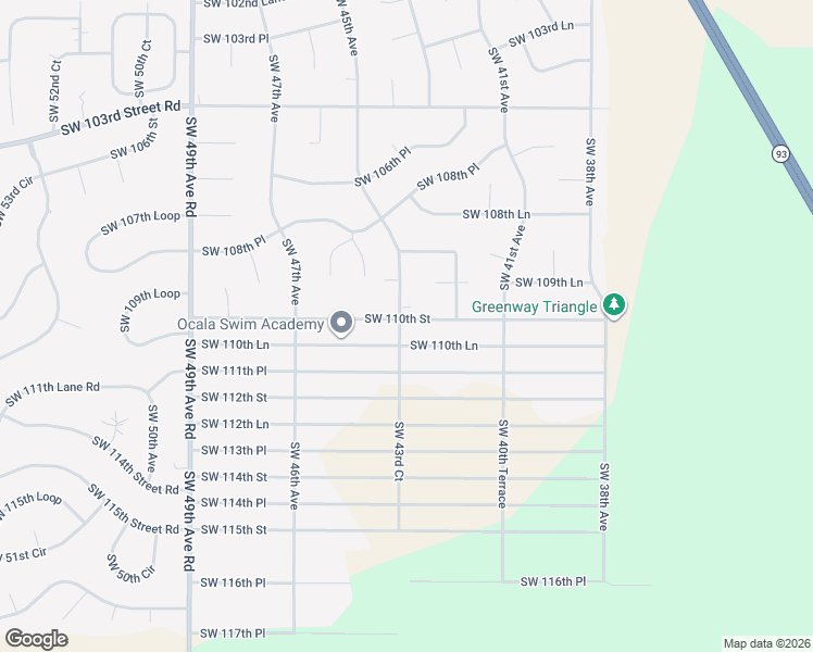 map of restaurants, bars, coffee shops, grocery stores, and more near 4348 Southwest 110th Street in Ocala