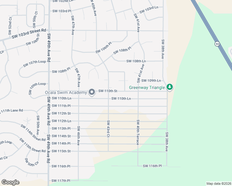 map of restaurants, bars, coffee shops, grocery stores, and more near 4254 Southwest 110th Street in Ocala