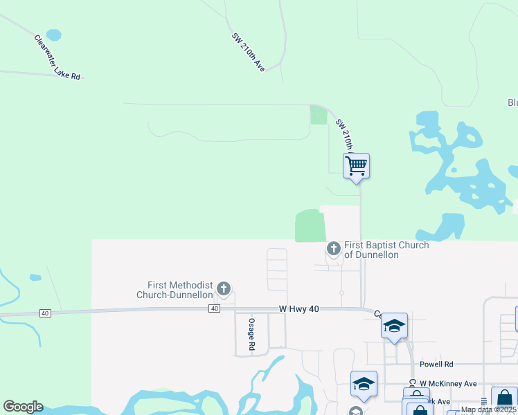 map of restaurants, bars, coffee shops, grocery stores, and more near 11222 Rolling Hills Road in Dunnellon