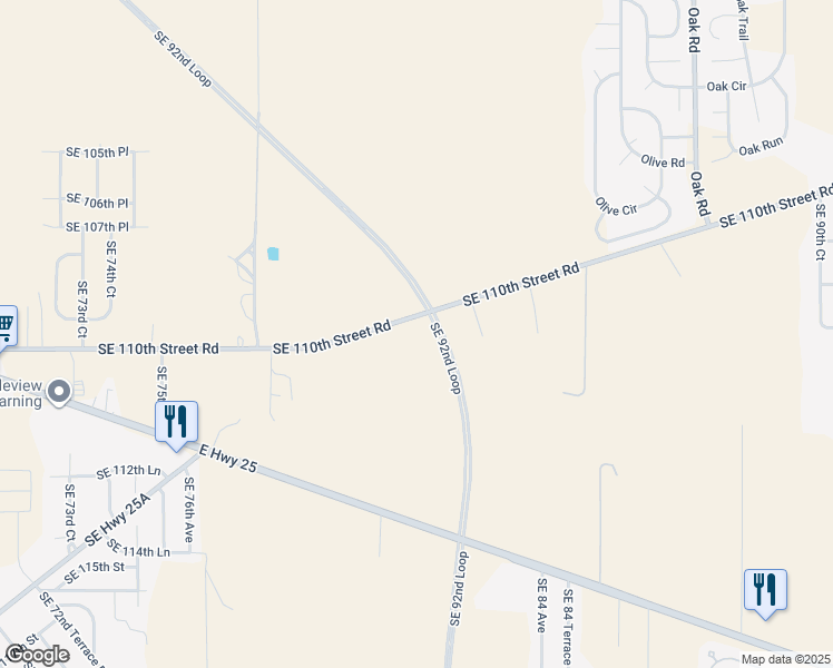 map of restaurants, bars, coffee shops, grocery stores, and more near 8110 Southeast 110th Street Road in Belleview