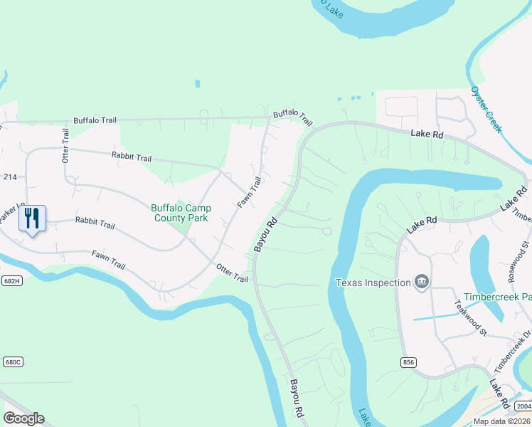 map of restaurants, bars, coffee shops, grocery stores, and more near 213 Bayou Road in Lake Jackson