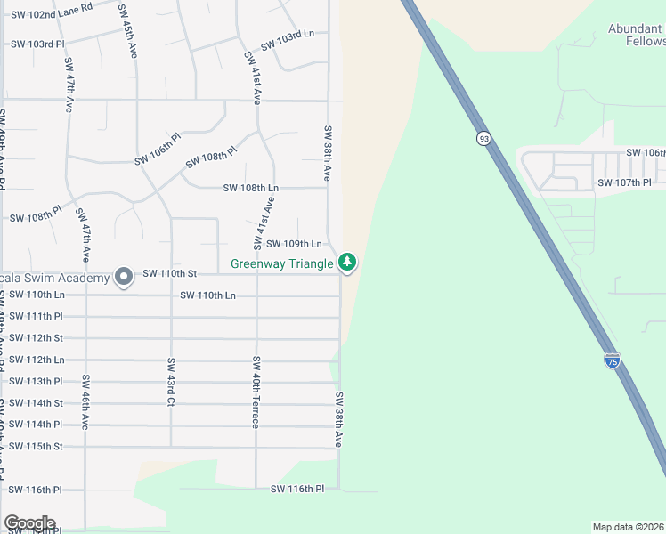 map of restaurants, bars, coffee shops, grocery stores, and more near 3850 Southwest 110th Street in Ocala