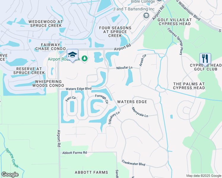 map of restaurants, bars, coffee shops, grocery stores, and more near 1740 Spottswoode Court in Port Orange