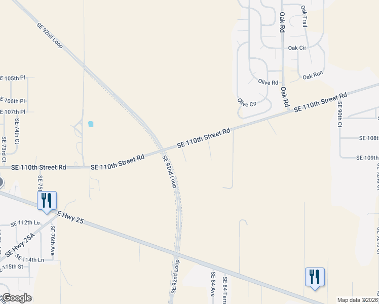 map of restaurants, bars, coffee shops, grocery stores, and more near 8236 Southeast 110th Street Road in Belleview