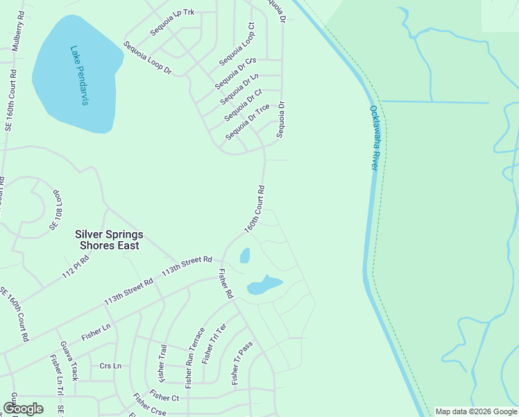 map of restaurants, bars, coffee shops, grocery stores, and more near 160th Court Road in Ocklawaha