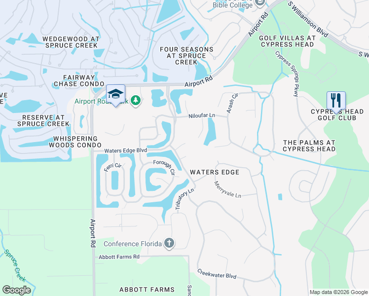 map of restaurants, bars, coffee shops, grocery stores, and more near 1736 Spottswoode Court in Port Orange