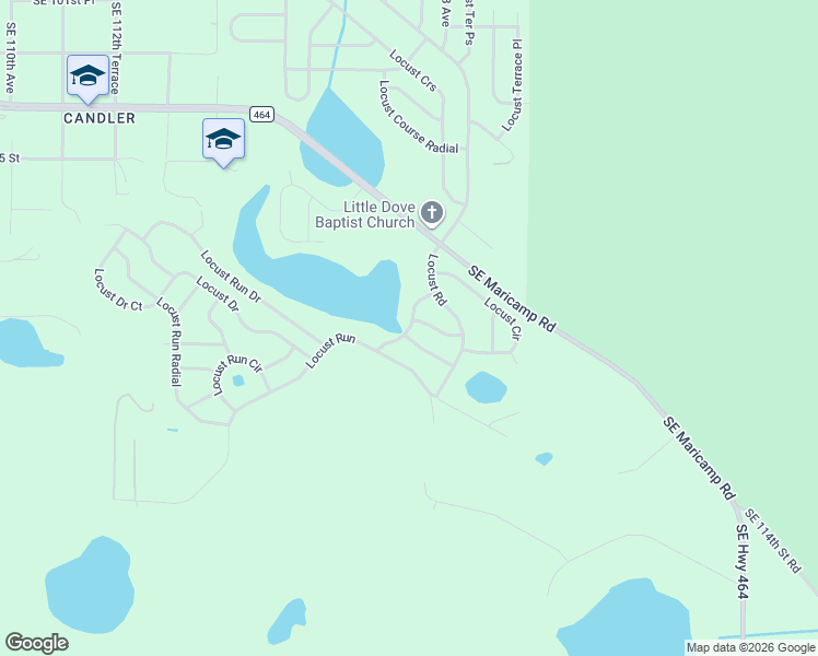 map of restaurants, bars, coffee shops, grocery stores, and more near 10 Locust Run Crs in Ocala