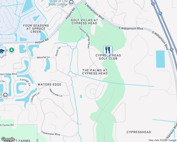 map of restaurants, bars, coffee shops, grocery stores, and more near 6274 Palm Vista Street in Port Orange
