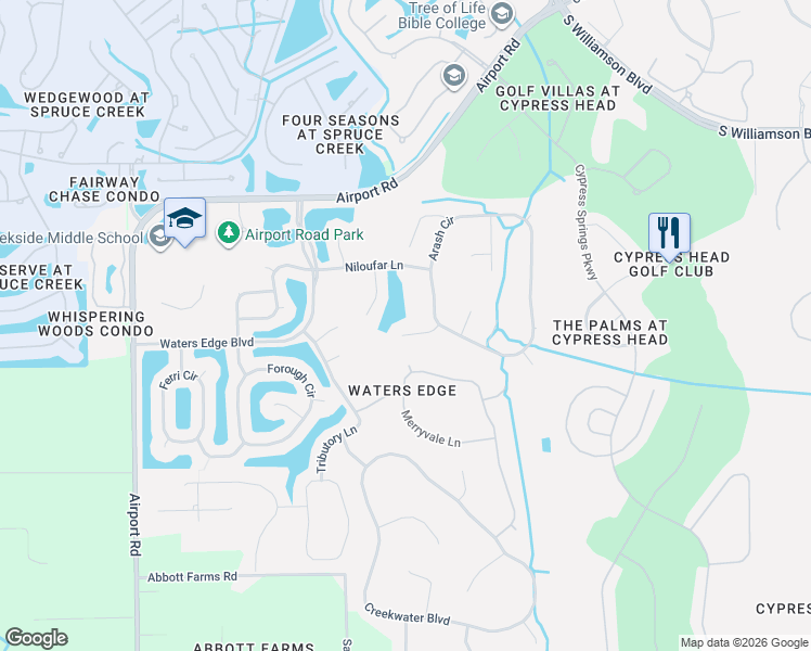 map of restaurants, bars, coffee shops, grocery stores, and more near 1633 Armin Court in Port Orange