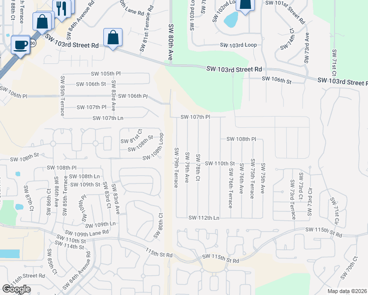 map of restaurants, bars, coffee shops, grocery stores, and more near 10946 SW 79th Ave in Ocala