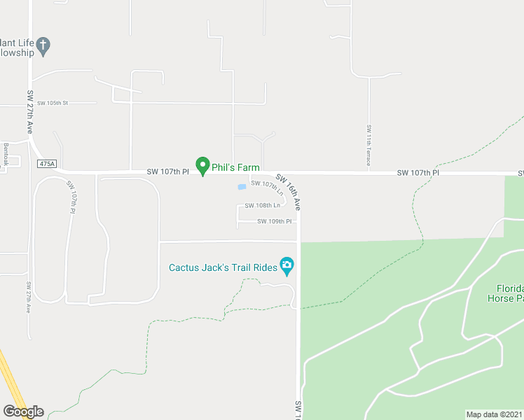 map of restaurants, bars, coffee shops, grocery stores, and more near 1766 Southwest 108th Lane in Ocala