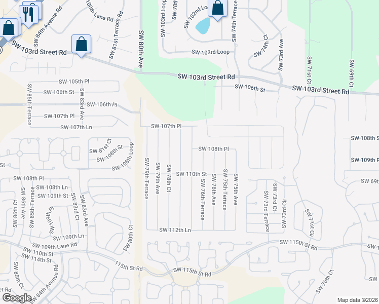 map of restaurants, bars, coffee shops, grocery stores, and more near 10884 Southwest 77th Court in Ocala