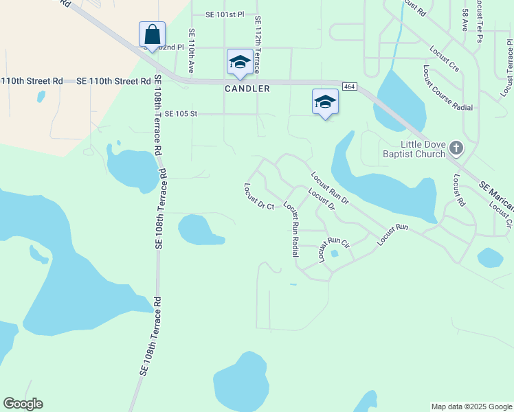 map of restaurants, bars, coffee shops, grocery stores, and more near 26 Locust Drive in Ocala
