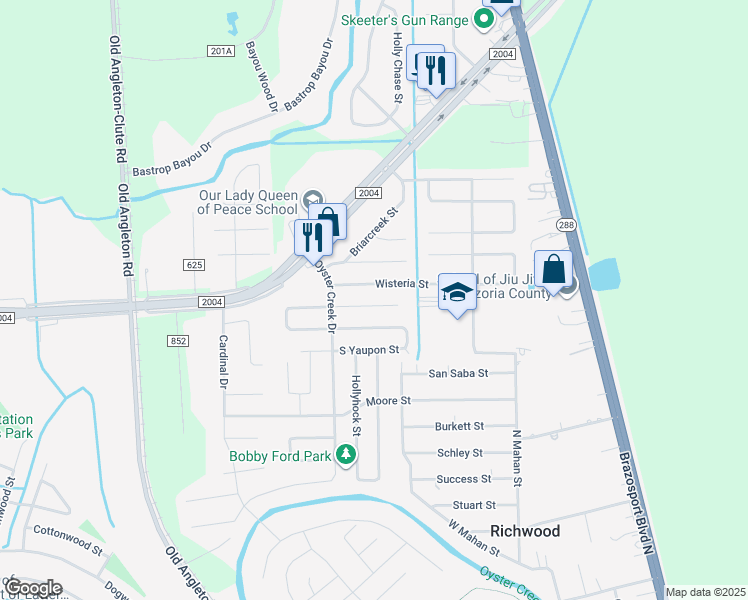 map of restaurants, bars, coffee shops, grocery stores, and more near 402 Wisteria Street in Richwood