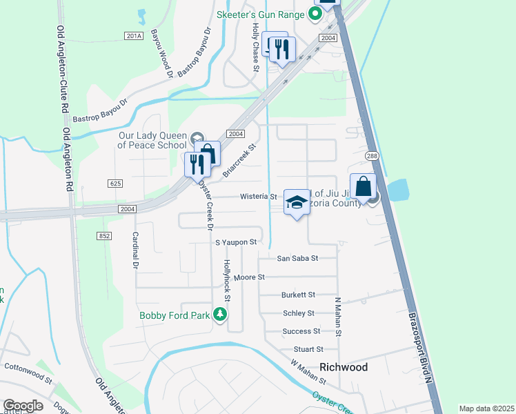 map of restaurants, bars, coffee shops, grocery stores, and more near 303 Wisteria Street in Richwood