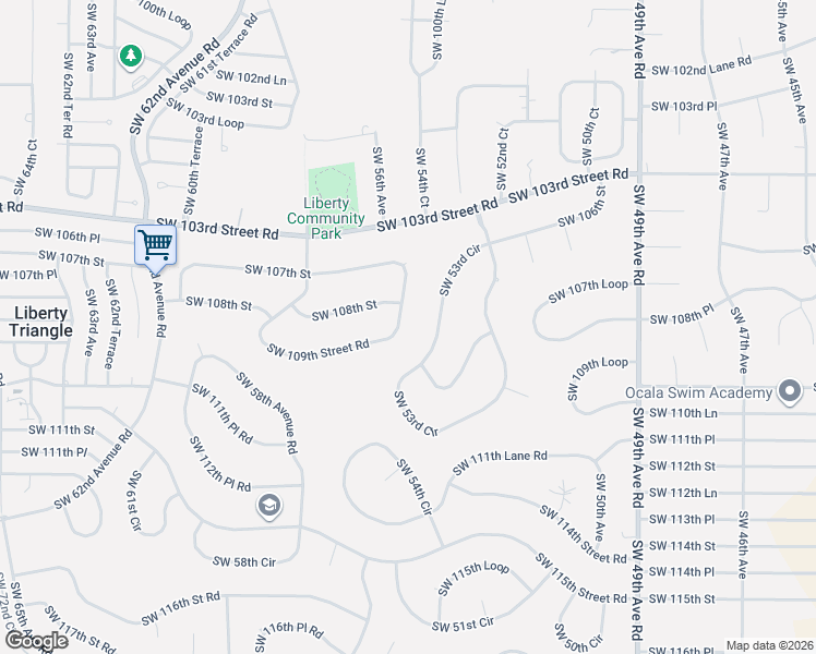 map of restaurants, bars, coffee shops, grocery stores, and more near 5506 Southwest 109th Street in Ocala