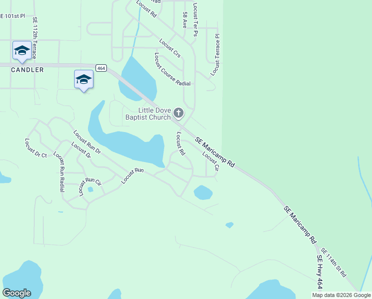 map of restaurants, bars, coffee shops, grocery stores, and more near 425-431 Locust Road in Ocala