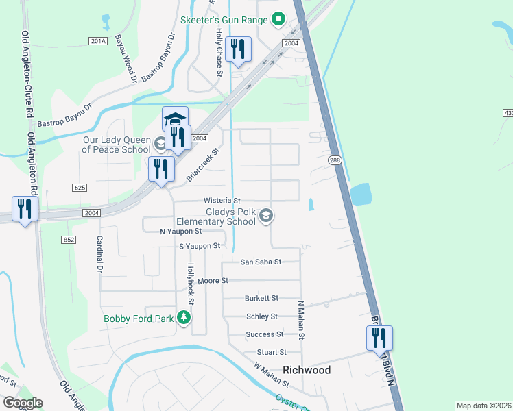 map of restaurants, bars, coffee shops, grocery stores, and more near 110 Wisteria Street in Richwood
