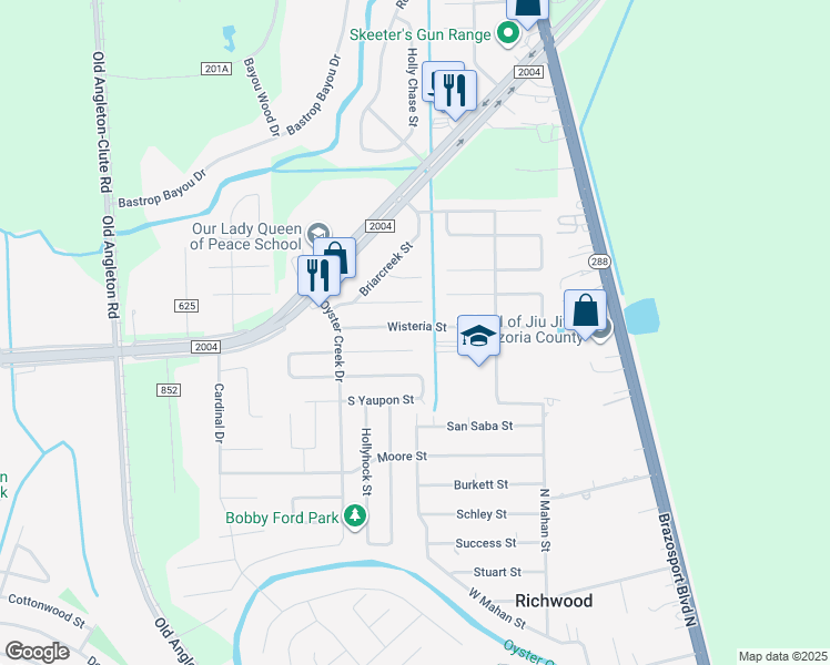 map of restaurants, bars, coffee shops, grocery stores, and more near 303 Wisteria Street in Richwood