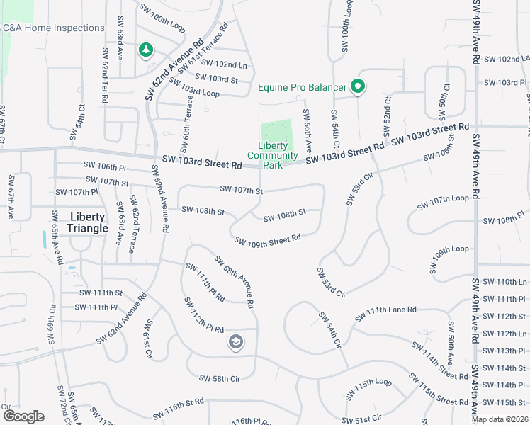 map of restaurants, bars, coffee shops, grocery stores, and more near 5705 Southwest 108th Street in Ocala