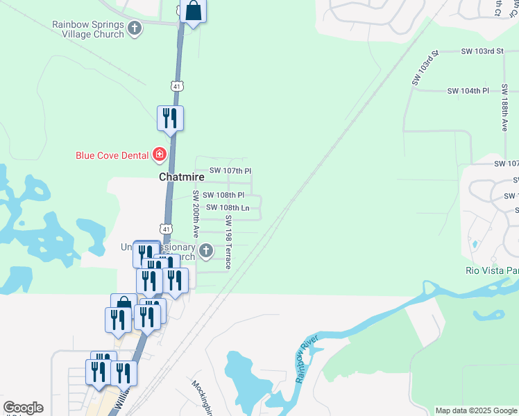 map of restaurants, bars, coffee shops, grocery stores, and more near 8551 Southwest 197th Court in Dunnellon