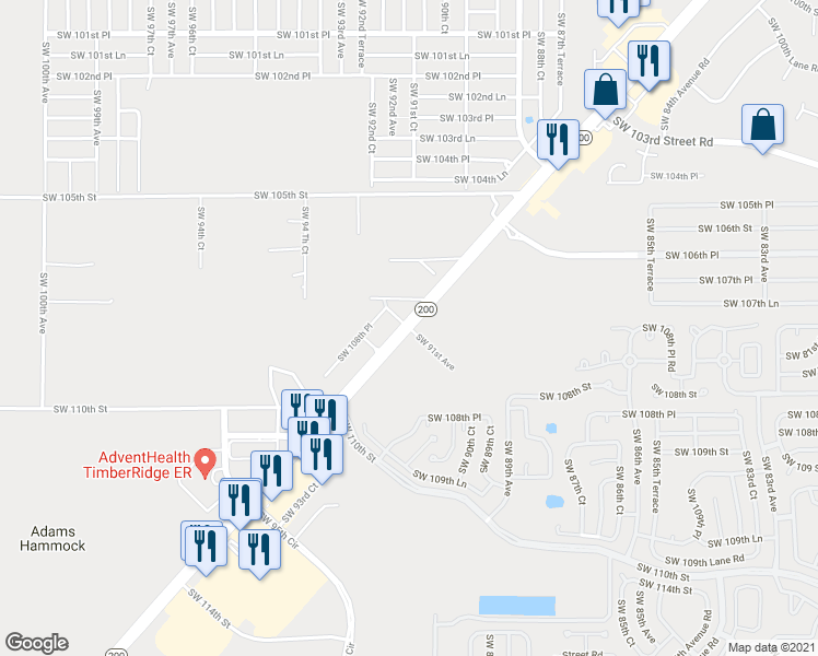map of restaurants, bars, coffee shops, grocery stores, and more near 9290 Southwest State Road 200 in Ocala