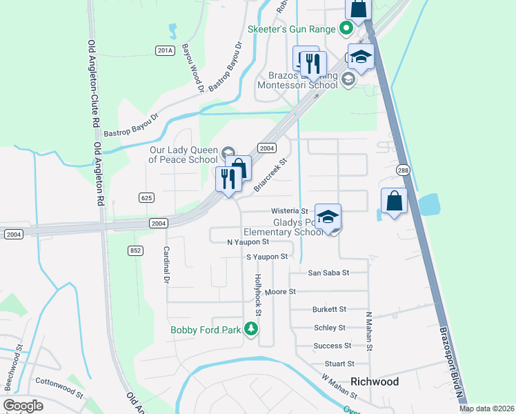 map of restaurants, bars, coffee shops, grocery stores, and more near 402 Wisteria Street in Richwood