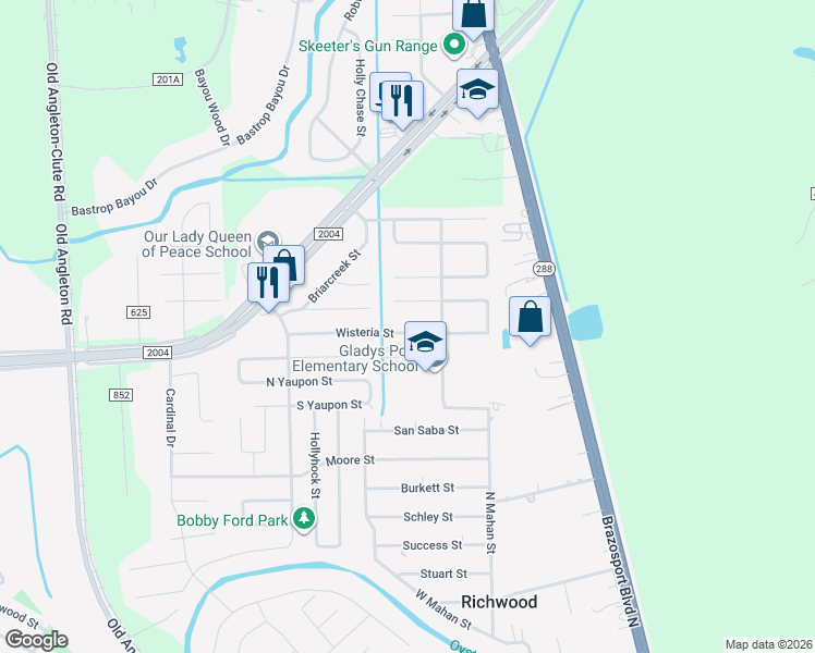 map of restaurants, bars, coffee shops, grocery stores, and more near 110 Wisteria St in Richwood