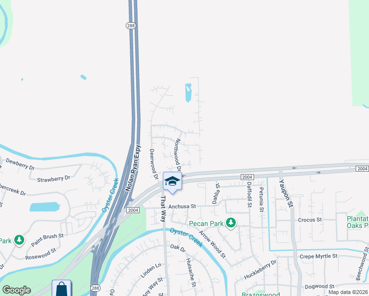 map of restaurants, bars, coffee shops, grocery stores, and more near 203 Canyon Oak Drive in Lake Jackson