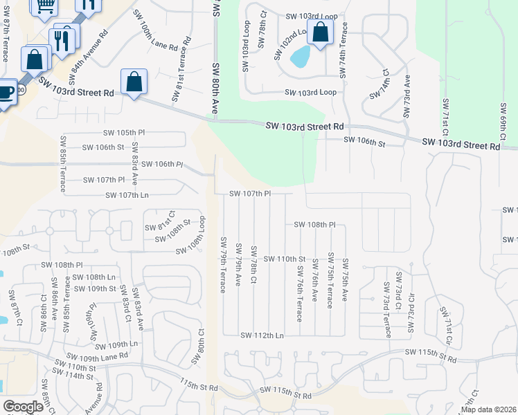 map of restaurants, bars, coffee shops, grocery stores, and more near 10847 Southwest 78th Court in Ocala