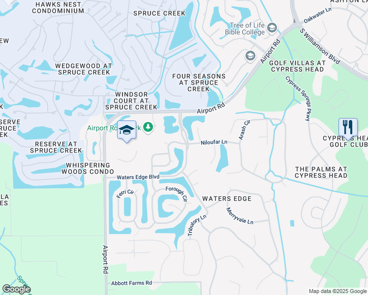 map of restaurants, bars, coffee shops, grocery stores, and more near 1802 Tara Marie Lane in Port Orange
