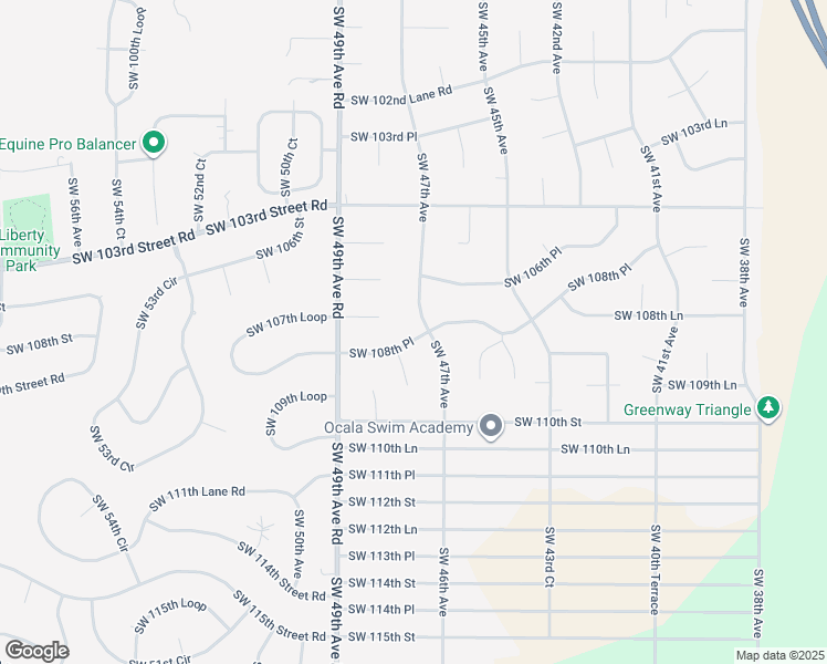 map of restaurants, bars, coffee shops, grocery stores, and more near 4725 Southwest 108th Place in Ocala